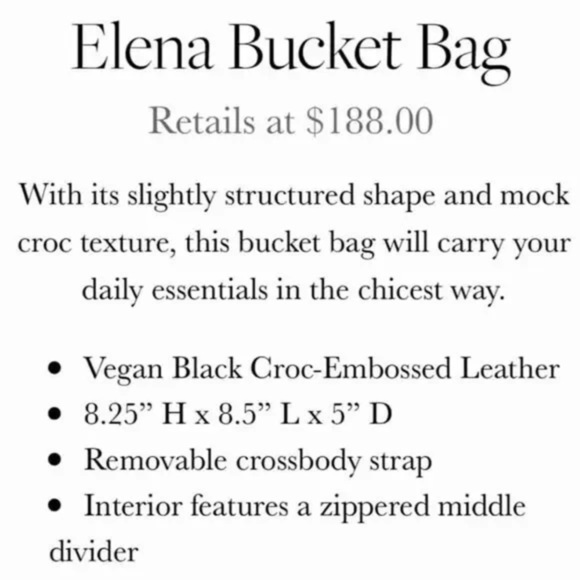 AOTA Elena Crossbody Bucket Bag MOCK CROC Black NWT Rachael Zoe Fall Curation - Picture 6 of 6